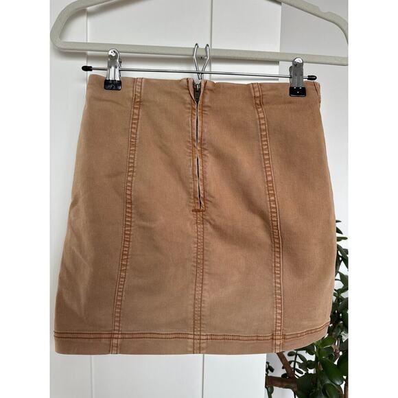 Free People Women's Modern Femme Mini Skirt, Tan, Size 4 - Picture 2 of 4